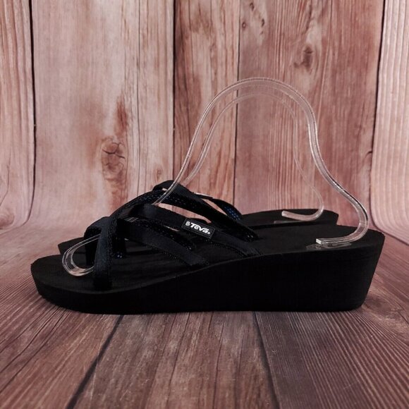 Teva Womens Sz 10 Black Mush Mandalyn Wedge Ola 2 Sandals Slip On Slides 1000099 - Picture 2 of 14